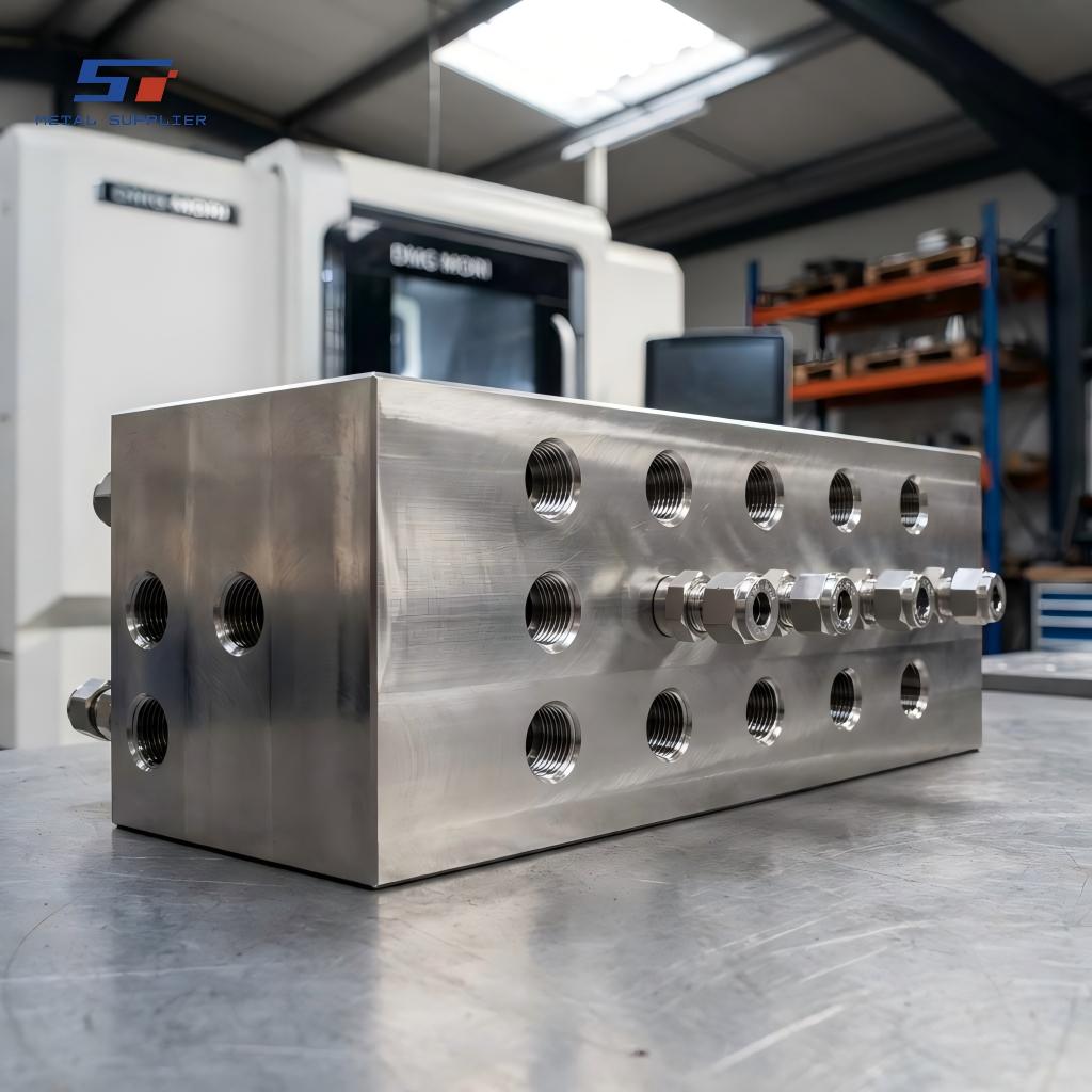 CNC-Fabricated Stainless Steel Manifold Block for Multi-Line Chemical Distribution